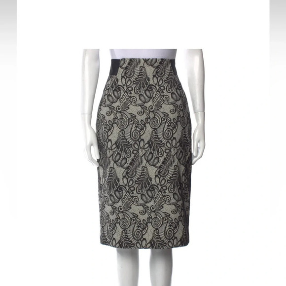 Bill Blass New York, black/ivory lace high waisted skirt with pockets, size 10 - Picture 10 of 12